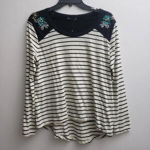 Zara Embellished Striped Top